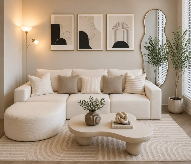 Dreamy beige white lounger sofa